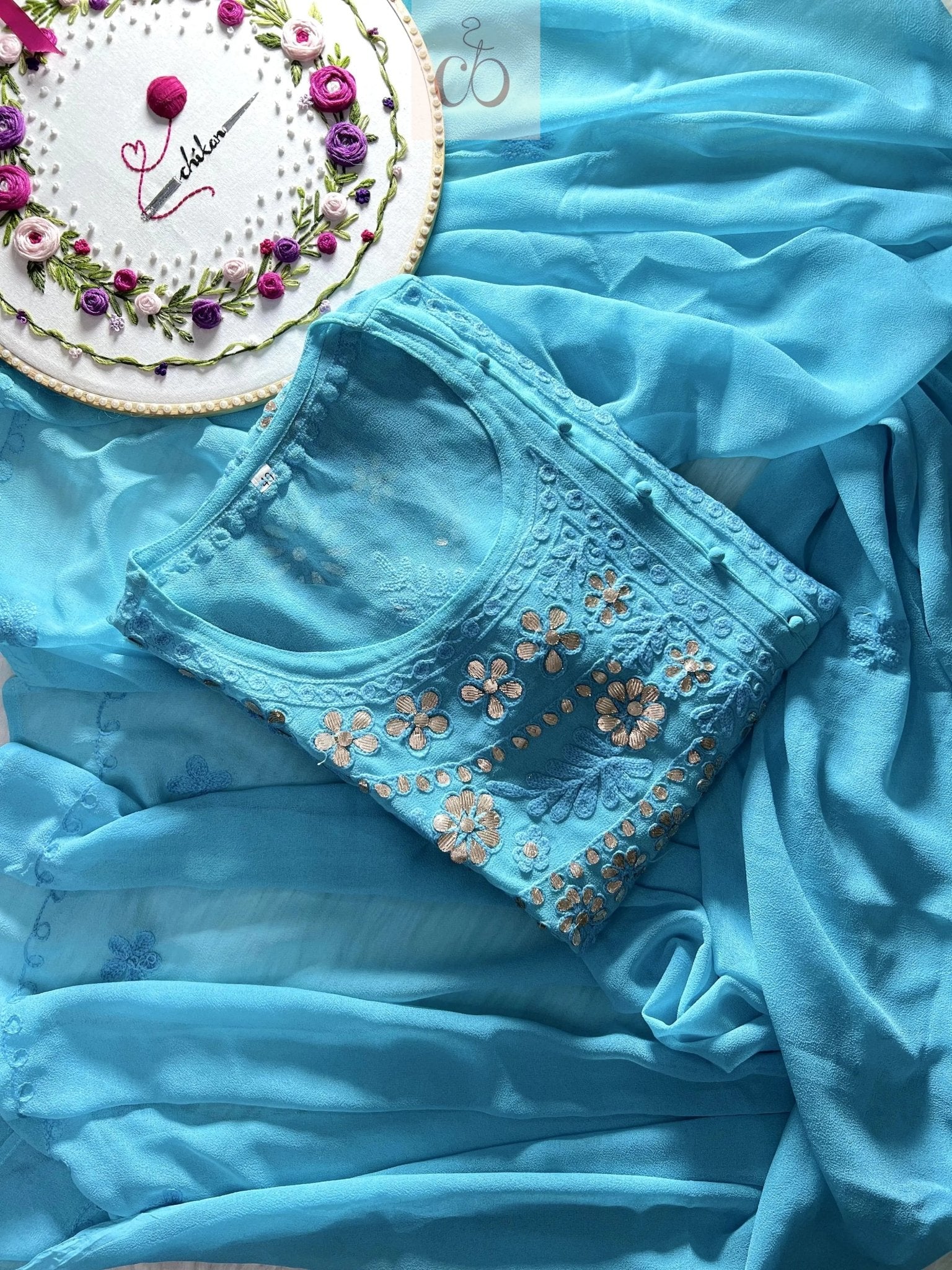 AaRi Work Angrakha with inner chikankari Edition - chikankariofficial