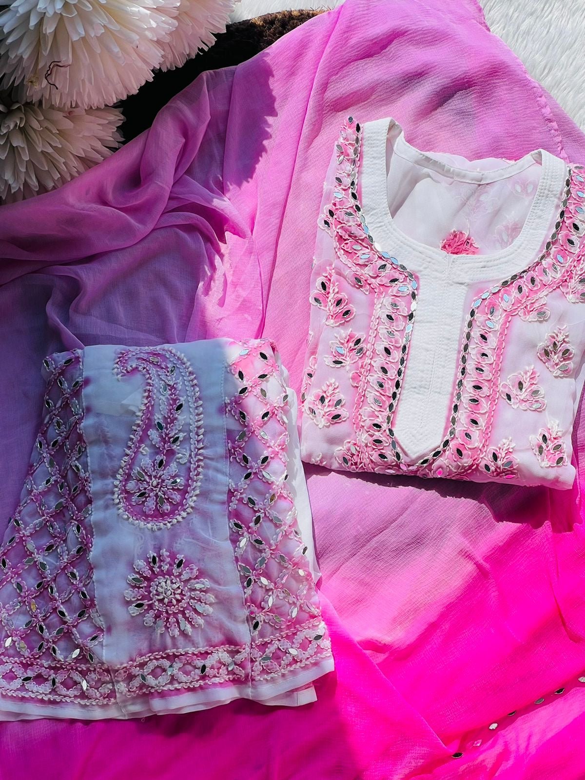 All New Spray printed Mirror 4pc Set Namrata special - chikankariofficial