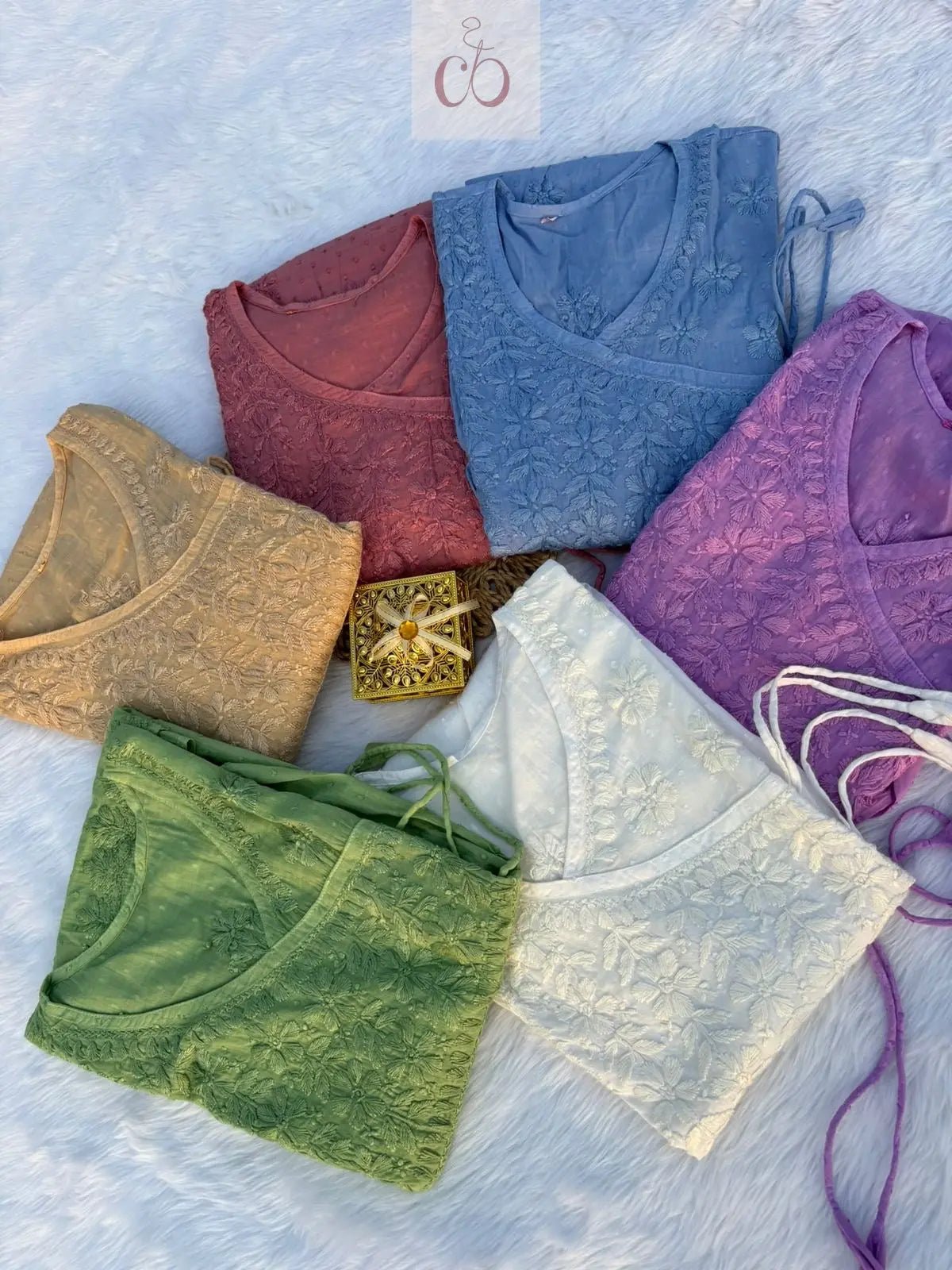 Angrakha Short Gown - chikankariofficial