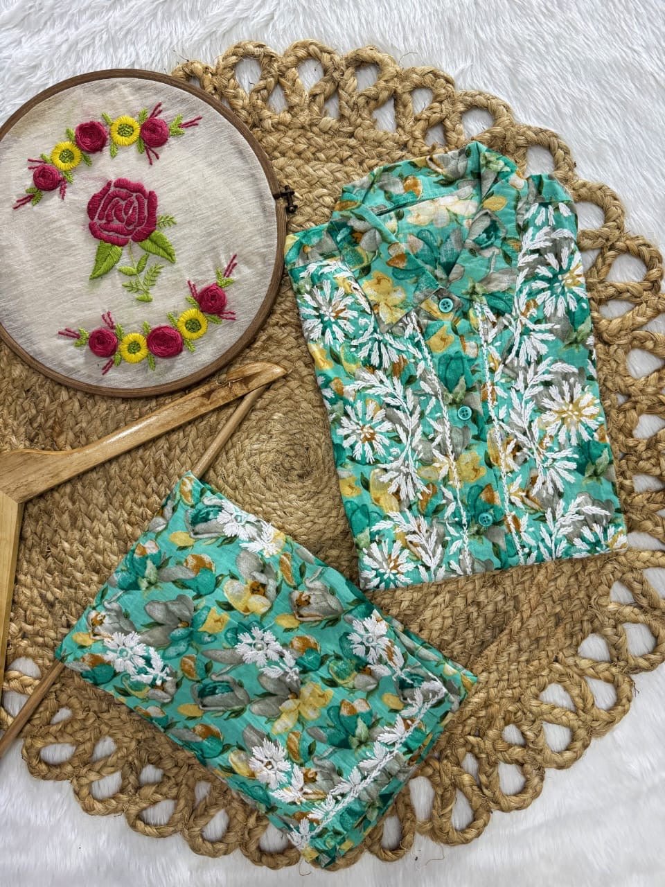 beautiful Mul Co - Ord A New Concept In Mul shirt with pant Set - chikankariofficial