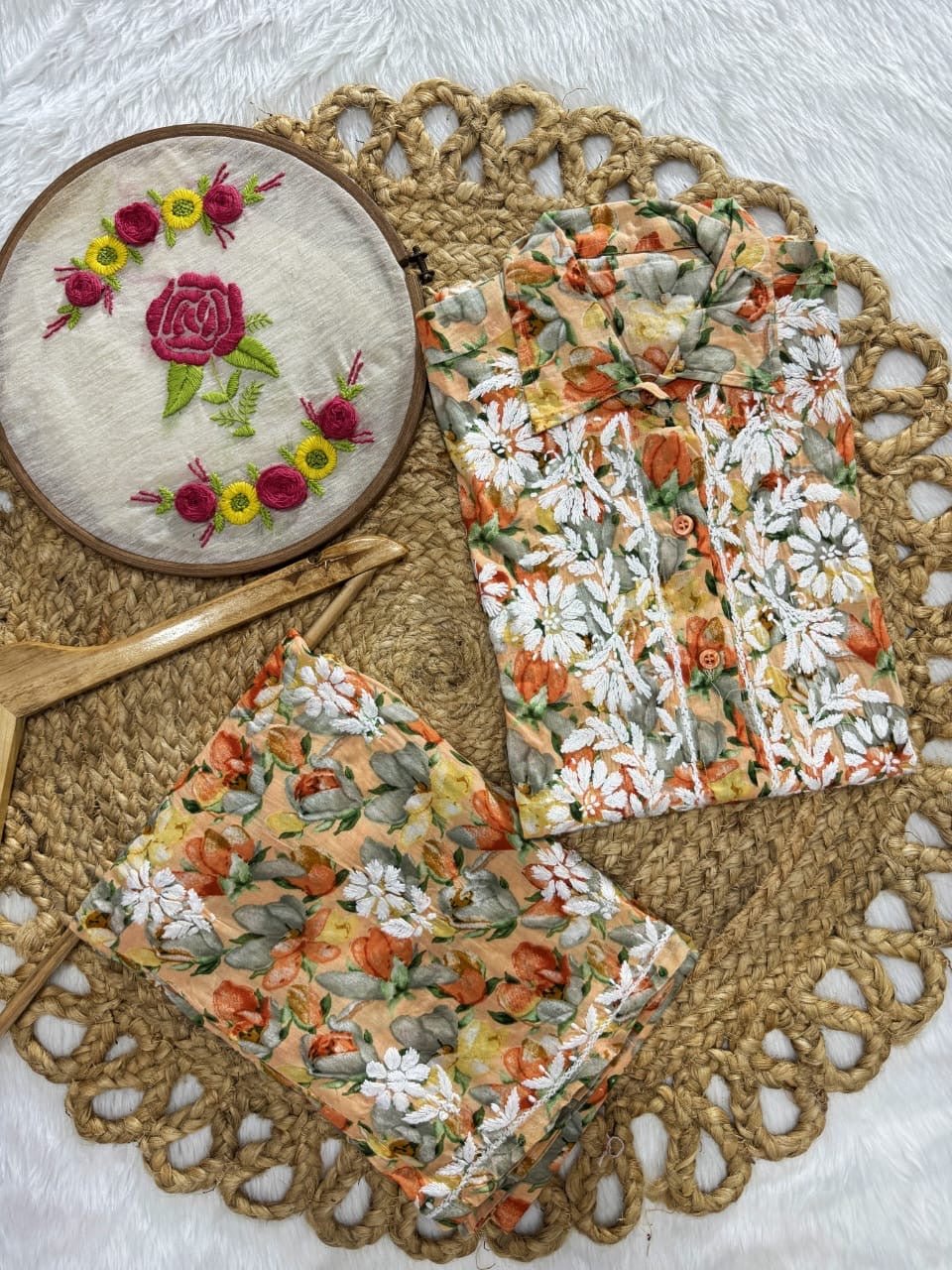 beautiful Mul Co - Ord A New Concept In Mul shirt with pant Set - chikankariofficial