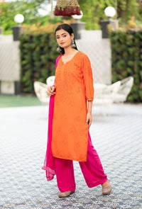 Beautiful Rayon Ombre Chikankari Speical 3pc set - chikankariofficial