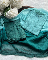 Beautiful Rayon Ombre Chikankari Speical 3pc set - chikankariofficial