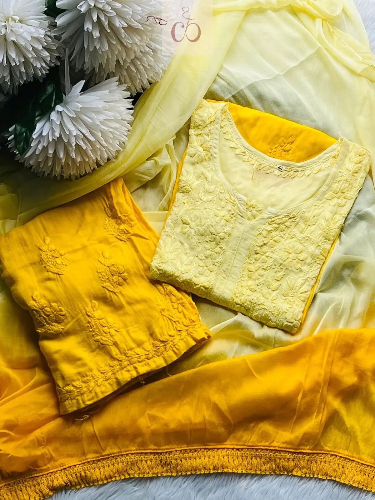 Beautiful Rayon Ombre Chikankari Speical 3pc set - chikankariofficial