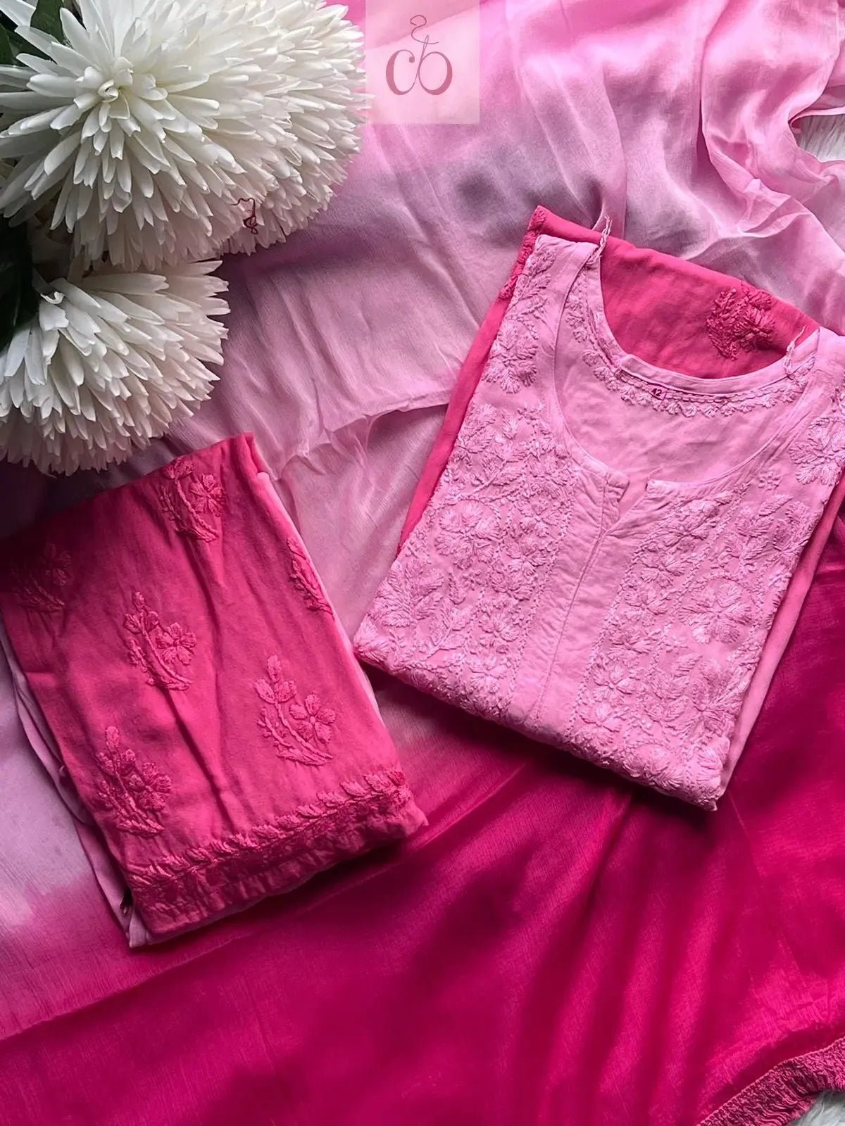 Beautiful Rayon Ombre Chikankari Speical 3pc set - chikankariofficial