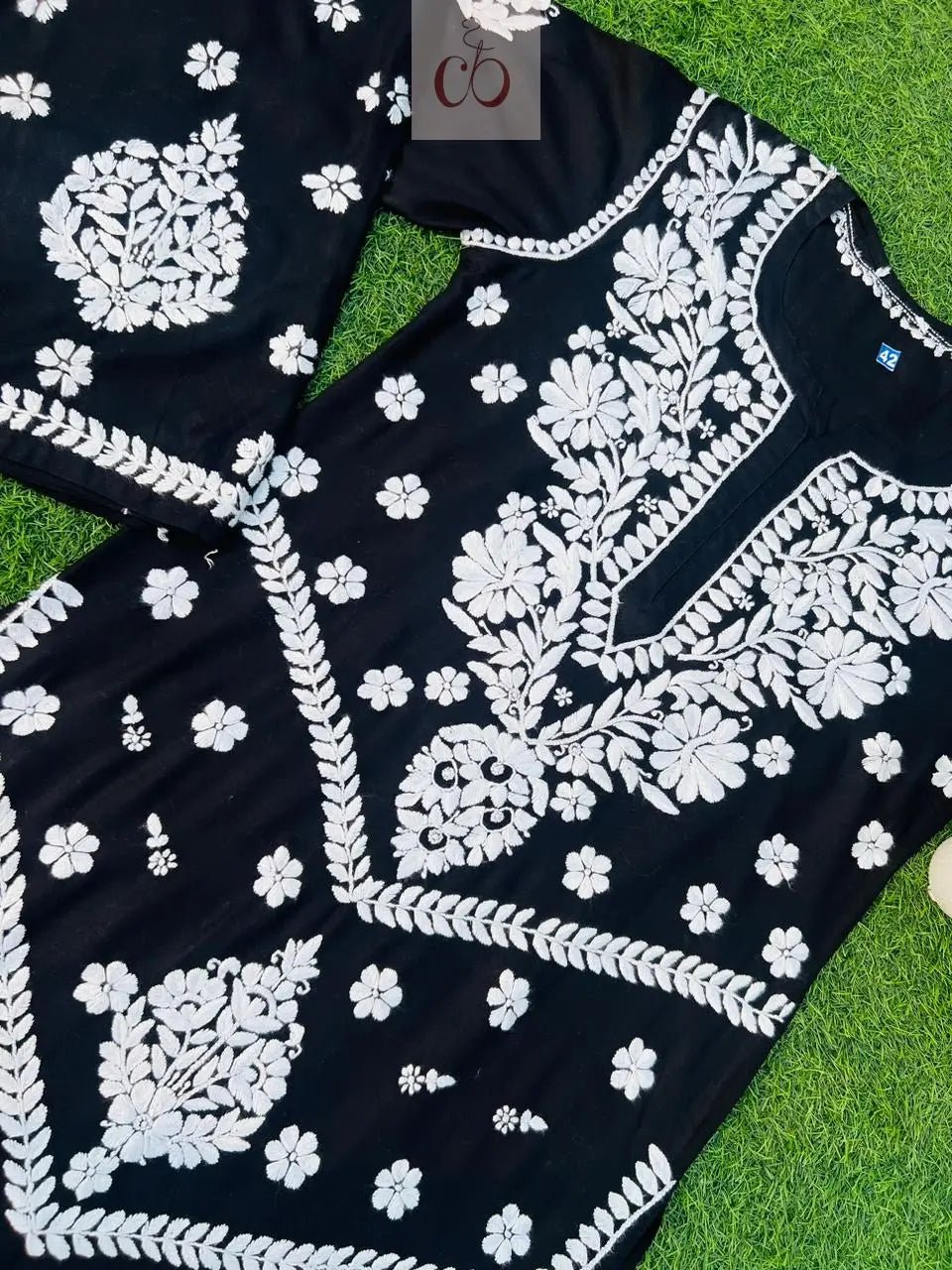Black Rayon Plazo Set With white thread Work - chikankariofficial