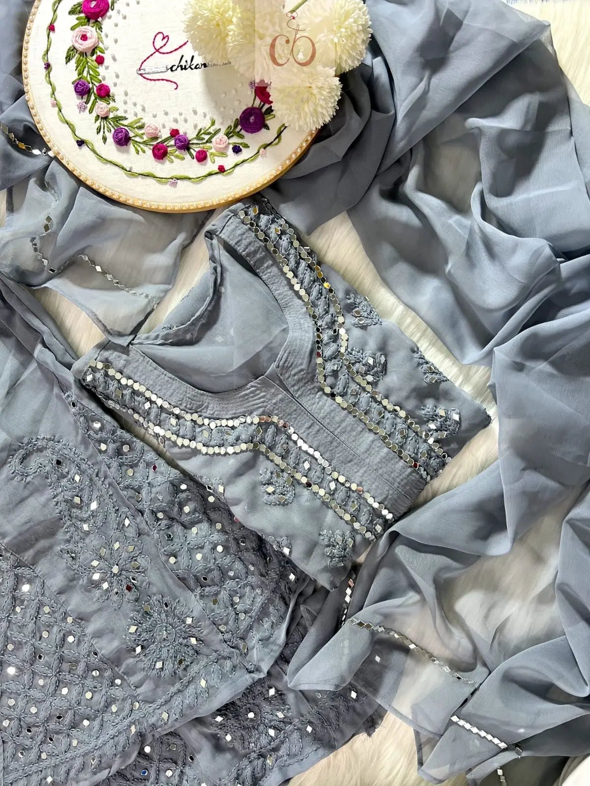 Buti Jaal Mirror Work 4pc Set ( Most Loved ) 8 Shades - chikankariofficial