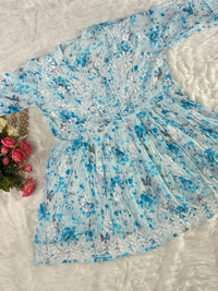 Butter soft mul mul floral printed short gown - chikankariofficial