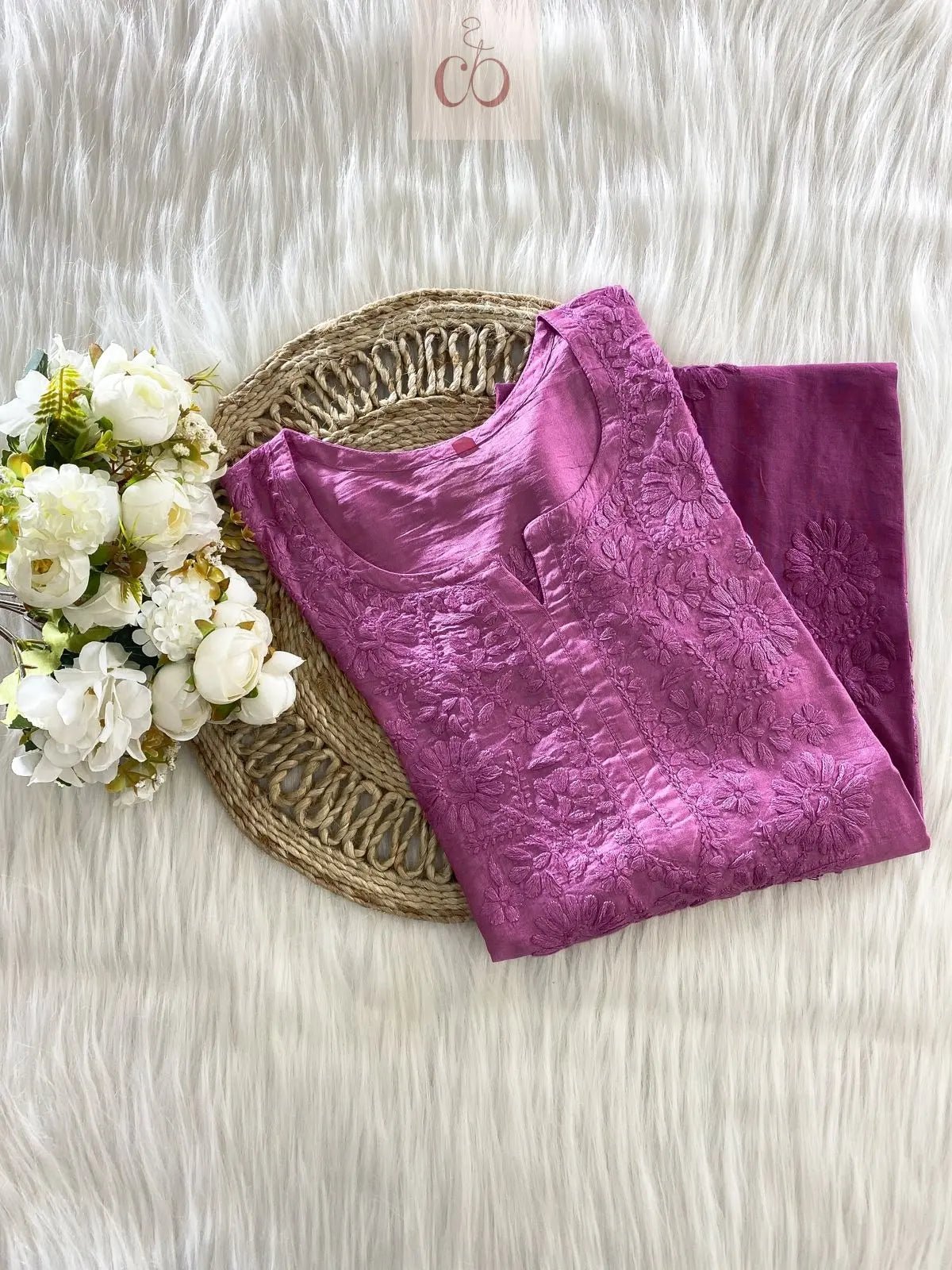 ButterSoft Chanderi HandCrafted Kurtis - chikankariofficial