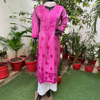 Chanderi Ombre Straight kurtis - chikankariofficial