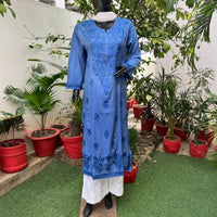 Chanderi Ombre Straight kurtis - chikankariofficial