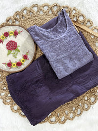 Chanderi Plazzo Combo in pastle shades - chikankariofficial