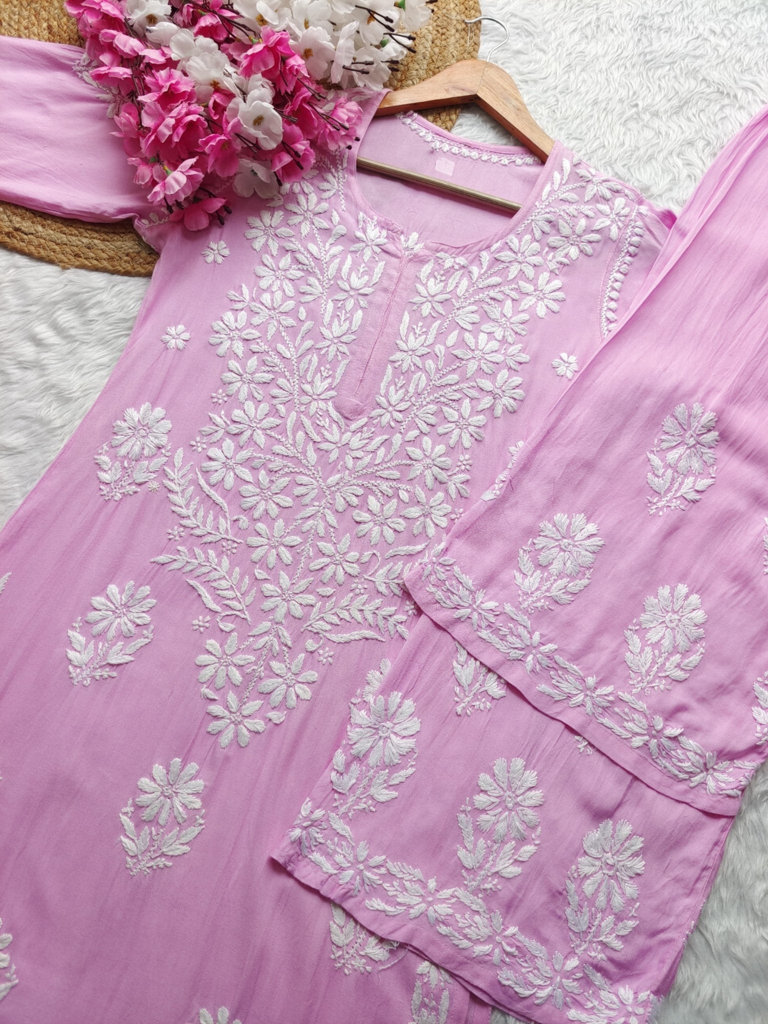 Chikankari Flower Embroidered sets - chikankariofficial