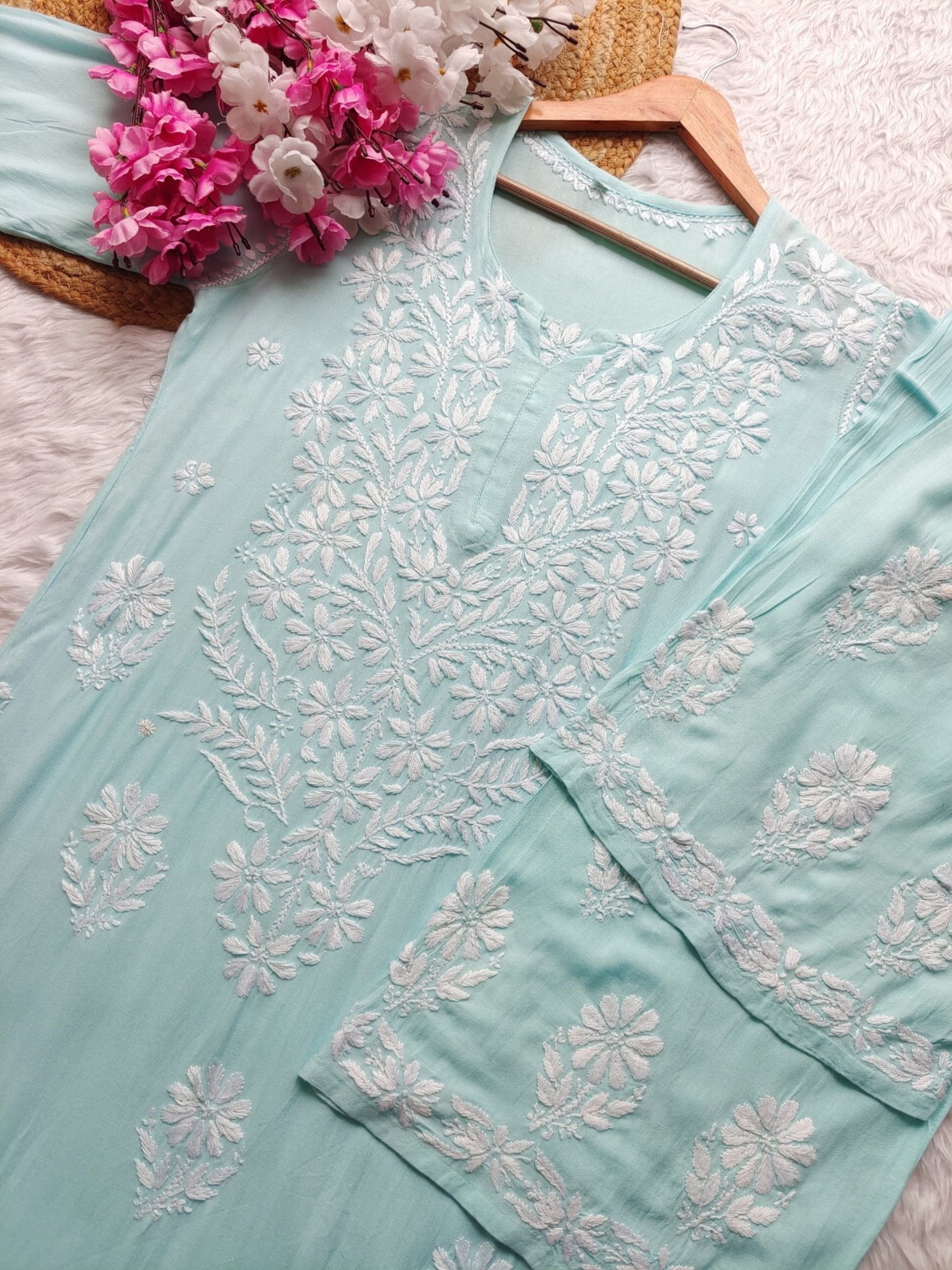 Chikankari Flower Embroidered sets - chikankariofficial