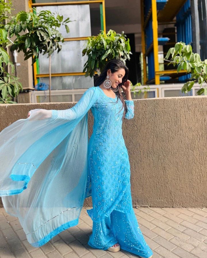 Chikankari Mirror work Set - chikankariofficial