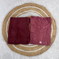 Chikankari Official 34 / brown Soft & Comfy Reyon Dye Set