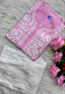 Chikankari Official 36 / baby pink Handwork pure Modal Heavy work kurti
