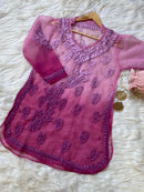 Chikankari Official 36 / lavender Summer Special Light Weight Ombre Dyed Short Top