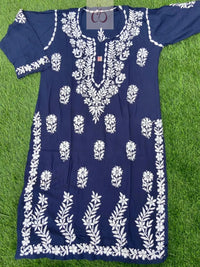Chikankari Official 36 / navy blue Pure Soft modal kurtis
