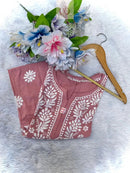 Chikankari Official 36 / peach Pure soft Modal Chikankari Kurtas