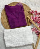 Chikankari Official 36 / purple Soft Chanderi Short atop