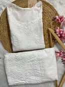 Chikankari Official 36 / white Soft Chanderi Short atop
