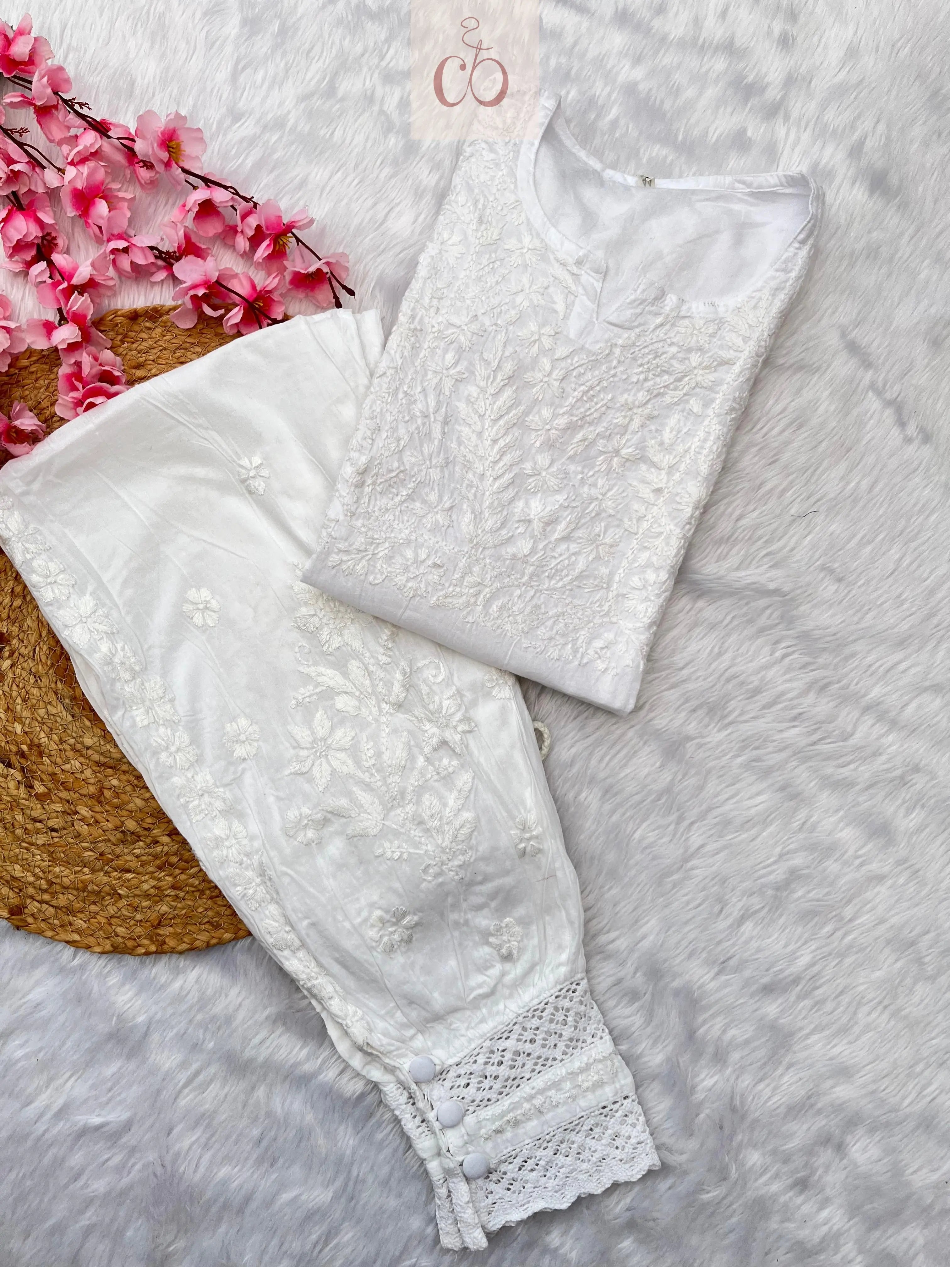 Chikankari Official 36 / white Summer Special Afgani combo