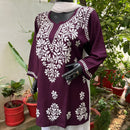 Chikankari Official 36 / wine Latest Rayon Short Top