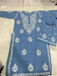 Chikankari Official 38 / blue Soft Rayon Co ord Set