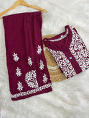 Chikankari Official 38 / maroon Soft & Comfort Modal Co ord Set Roshni Special
