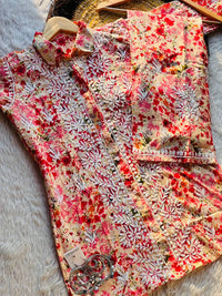 Chikankari Official 38 / orange Beautiful Printed co-ord Designer Sleves Santoshi Special