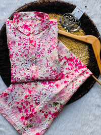 Chikankari Official 38 / pink Beautiful Printed co-ord Designer Sleves Santoshi Special