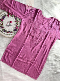 Chikankari Official 38 / pink Summer Refreshing Rayon Short Tops