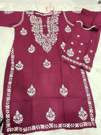 Chikankari Official 38 / wine Soft Rayon Co ord Set