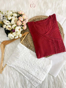 Chikankari Official 40 / red Premium Angrakha Buttersoft edition