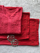 CHIKANKARI OFFICIAL Handcrafted Chikan Rayon kurti with plazo Combo