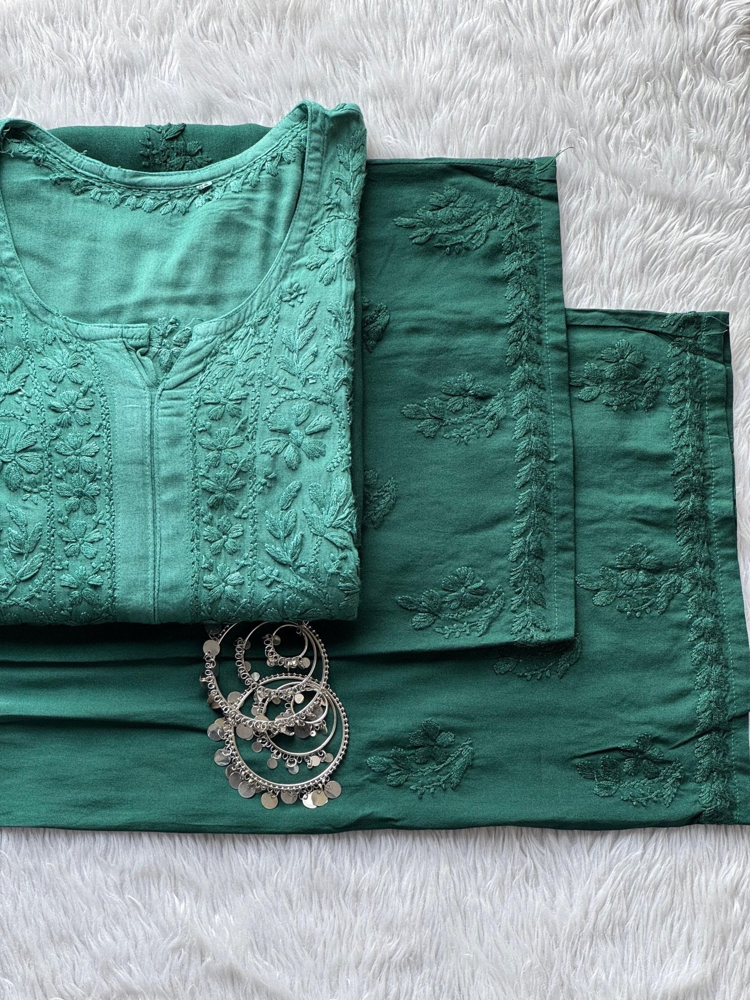 CHIKANKARI OFFICIAL Handcrafted Chikan Rayon kurti with plazo Combo