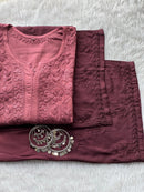 CHIKANKARI OFFICIAL Handcrafted Chikan Rayon kurti with plazo Combo