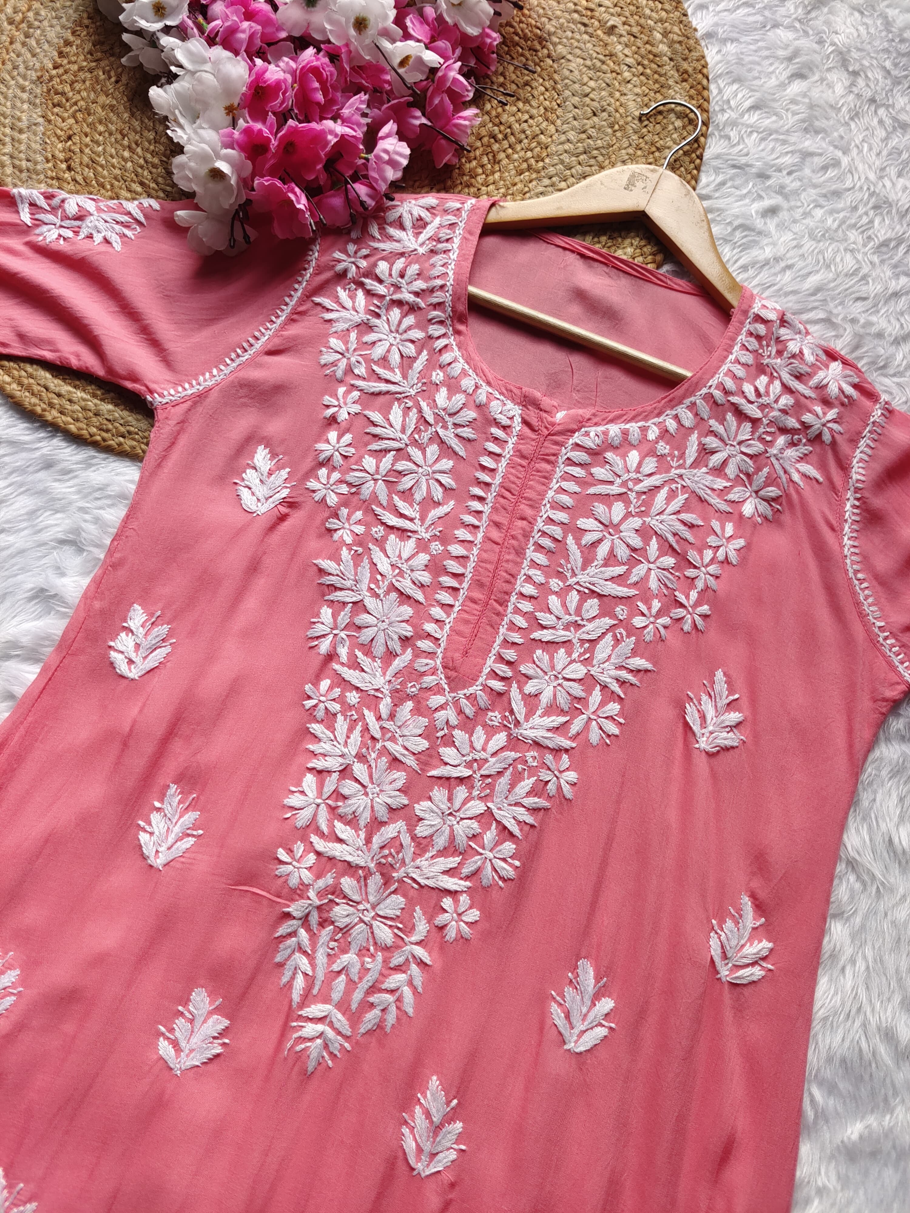 Chikankari Official Soft Modal Gala buti Kurti