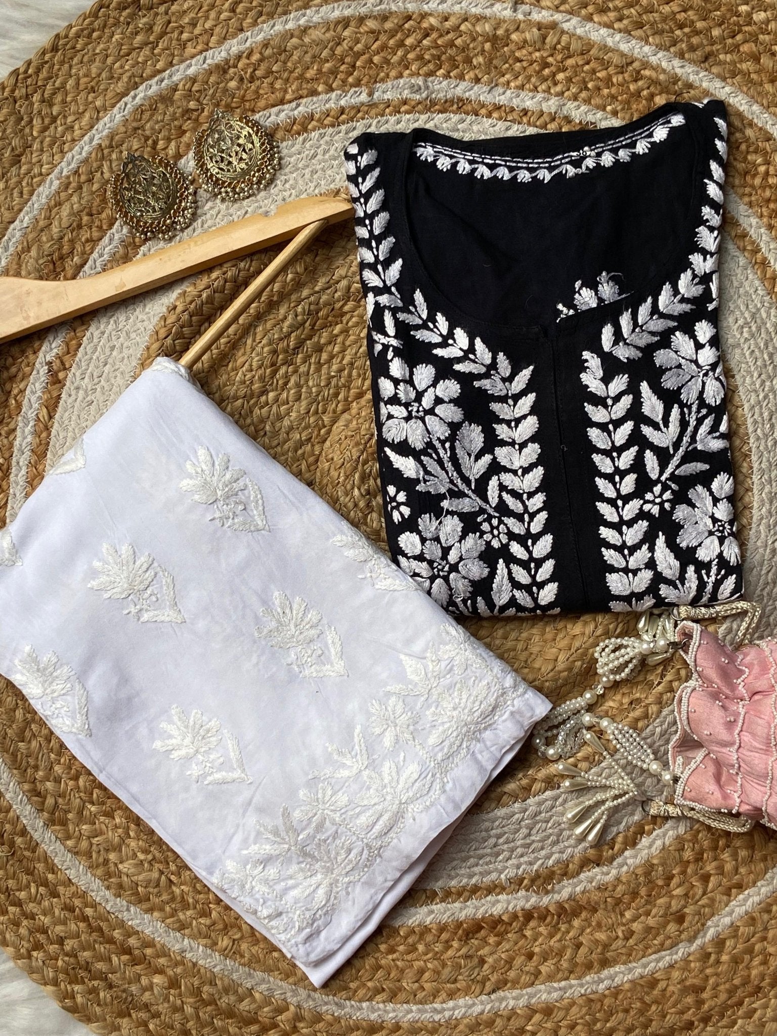 chikankariofficial 38 / black Chikankari rayon kurti