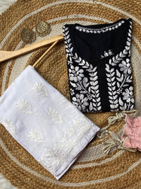 chikankariofficial 38 / black Chikankari rayon kurti
