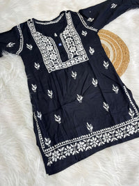 chikankariofficial 38 / black Trendy Soft And Comfortable Modal Short Top