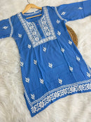 chikankariofficial 38 / blue Trendy Soft And Comfortable Modal Short Top