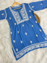 chikankariofficial 38 / blue Trendy Soft And Comfortable Modal Short Top