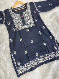 chikankariofficial 38 / denim Trendy Soft And Comfortable Modal Short Top