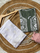 chikankariofficial 38 / green Chikankari rayon kurti