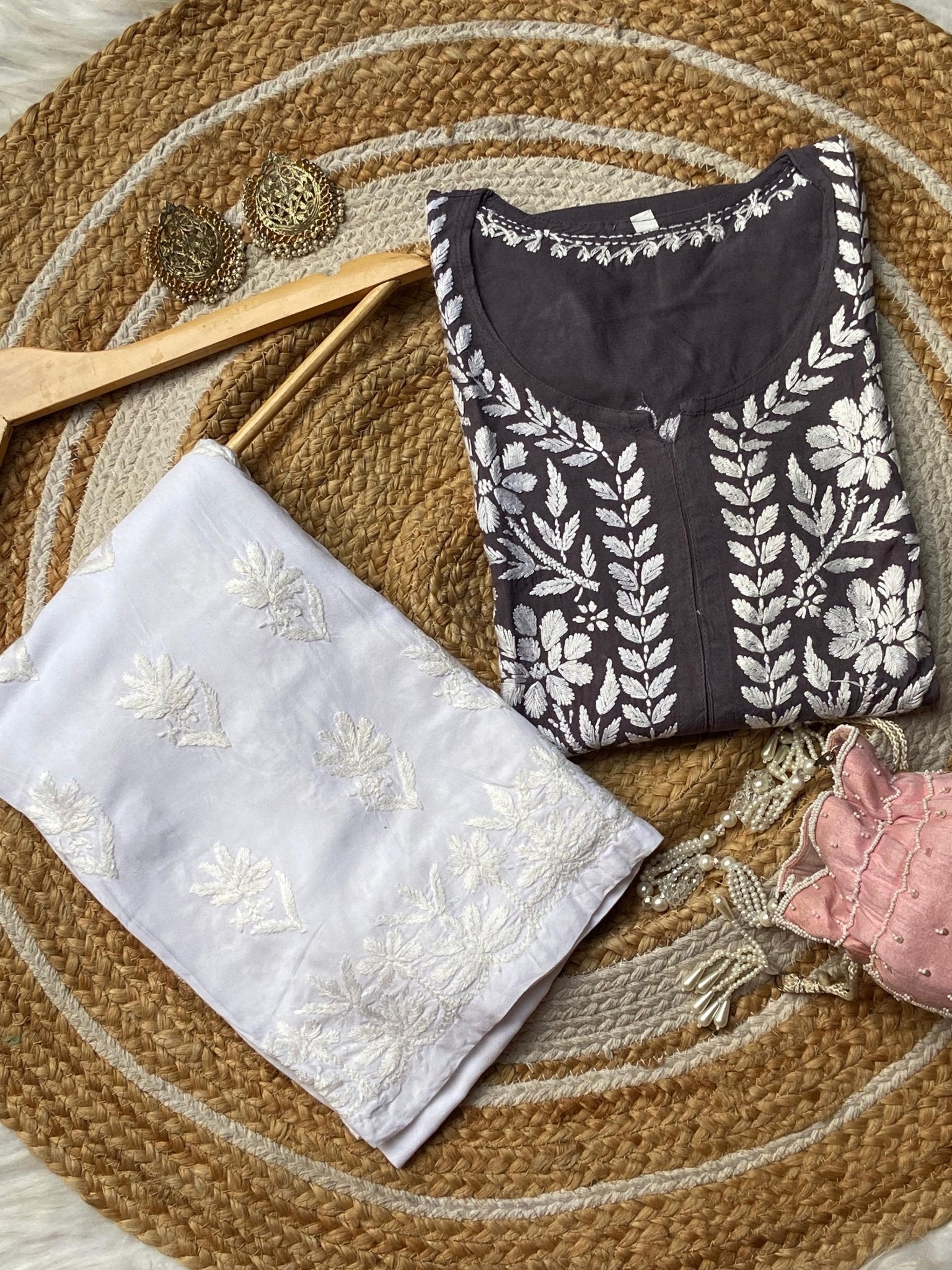 chikankariofficial 38 / grey Chikankari rayon kurti