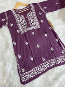 chikankariofficial 38 / lavender Trendy Soft And Comfortable Modal Short Top