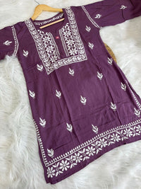 chikankariofficial 38 / lavender Trendy Soft And Comfortable Modal Short Top