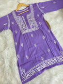 chikankariofficial 38 / lilac Trendy Soft And Comfortable Modal Short Top